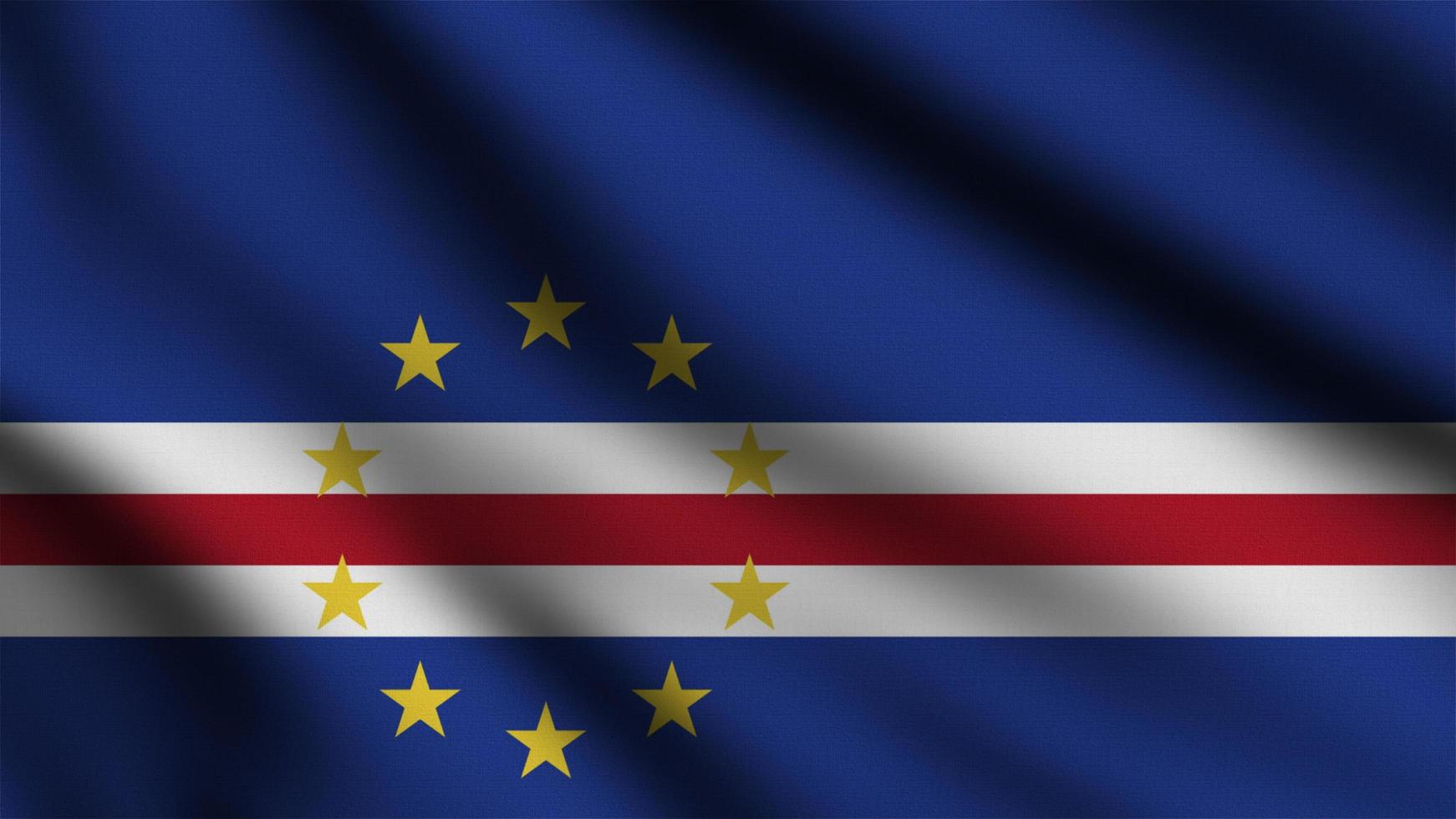 Cape Verde flag waving in the wind with 3d style background photo