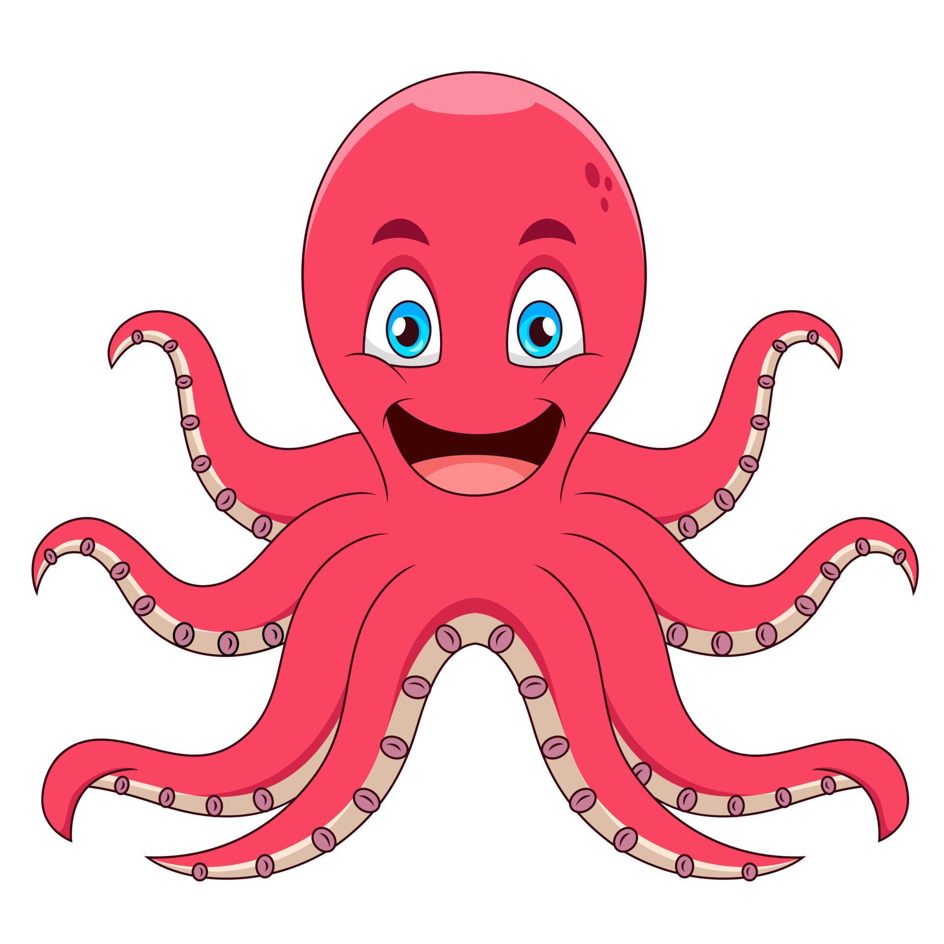 Cartoon illustration of a cute octopus smiling 21011279 Vector Art at ...