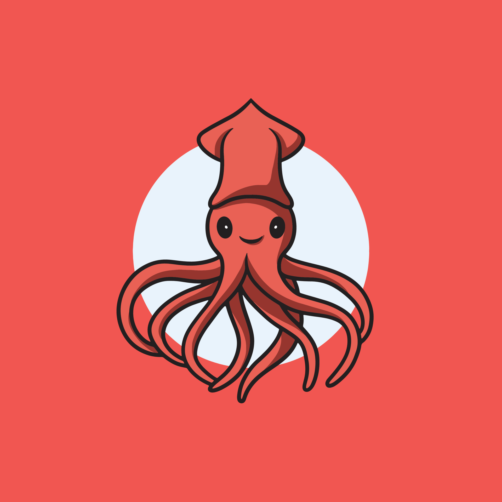 Cute squid smiling face cartoon illustration 22350379 Vector Art at ...