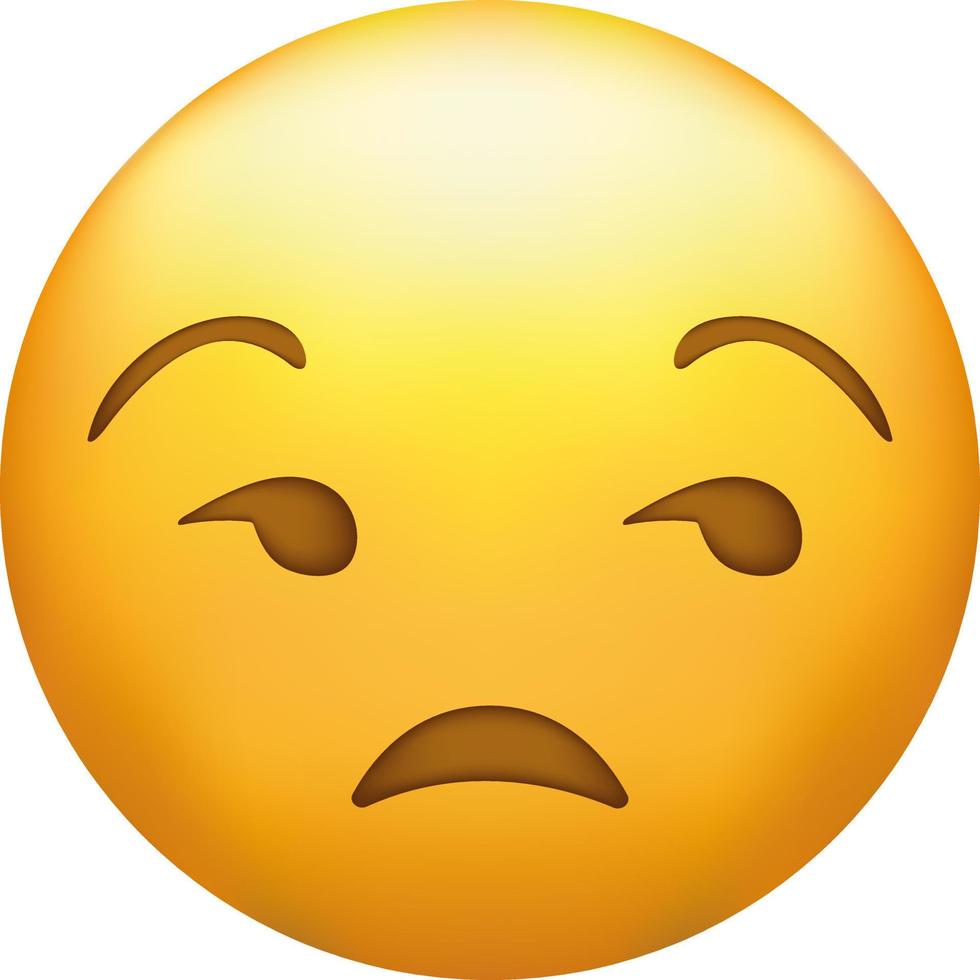 Unamused emoji. Meh emoticon, dissatisfied yellow face. vector