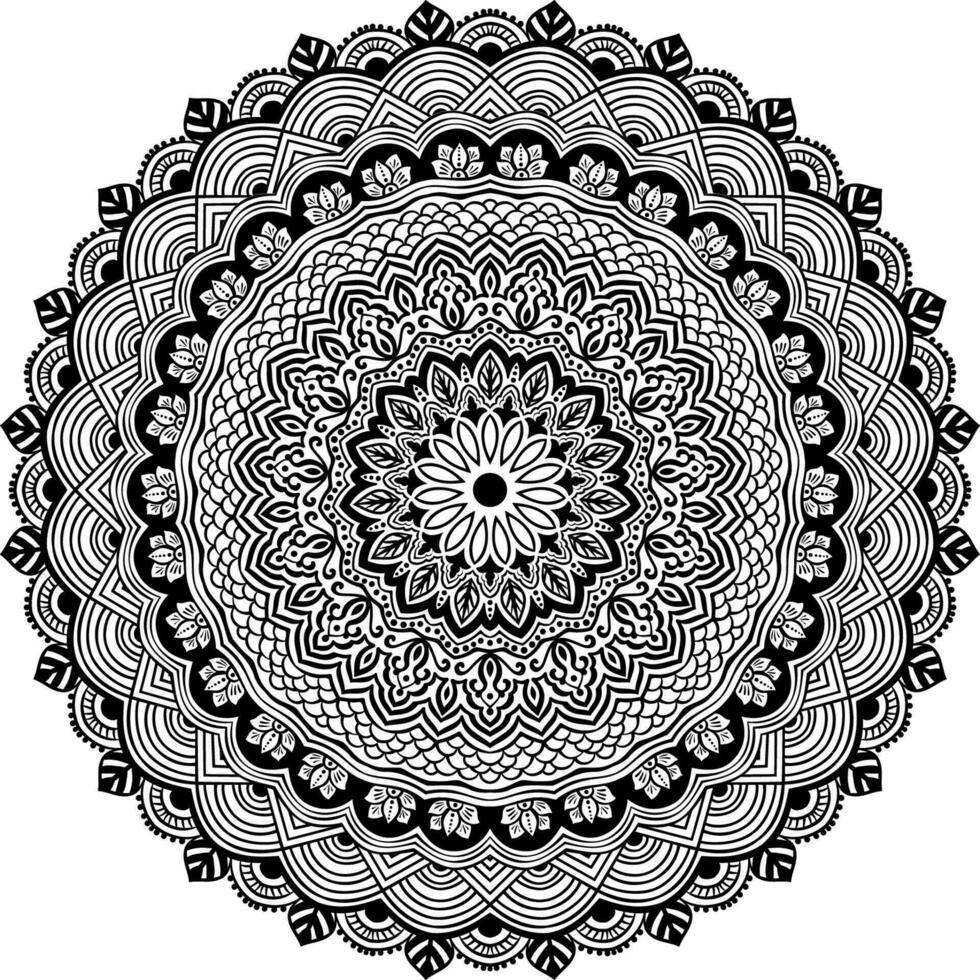 Black and white ornament round lace with damask vector