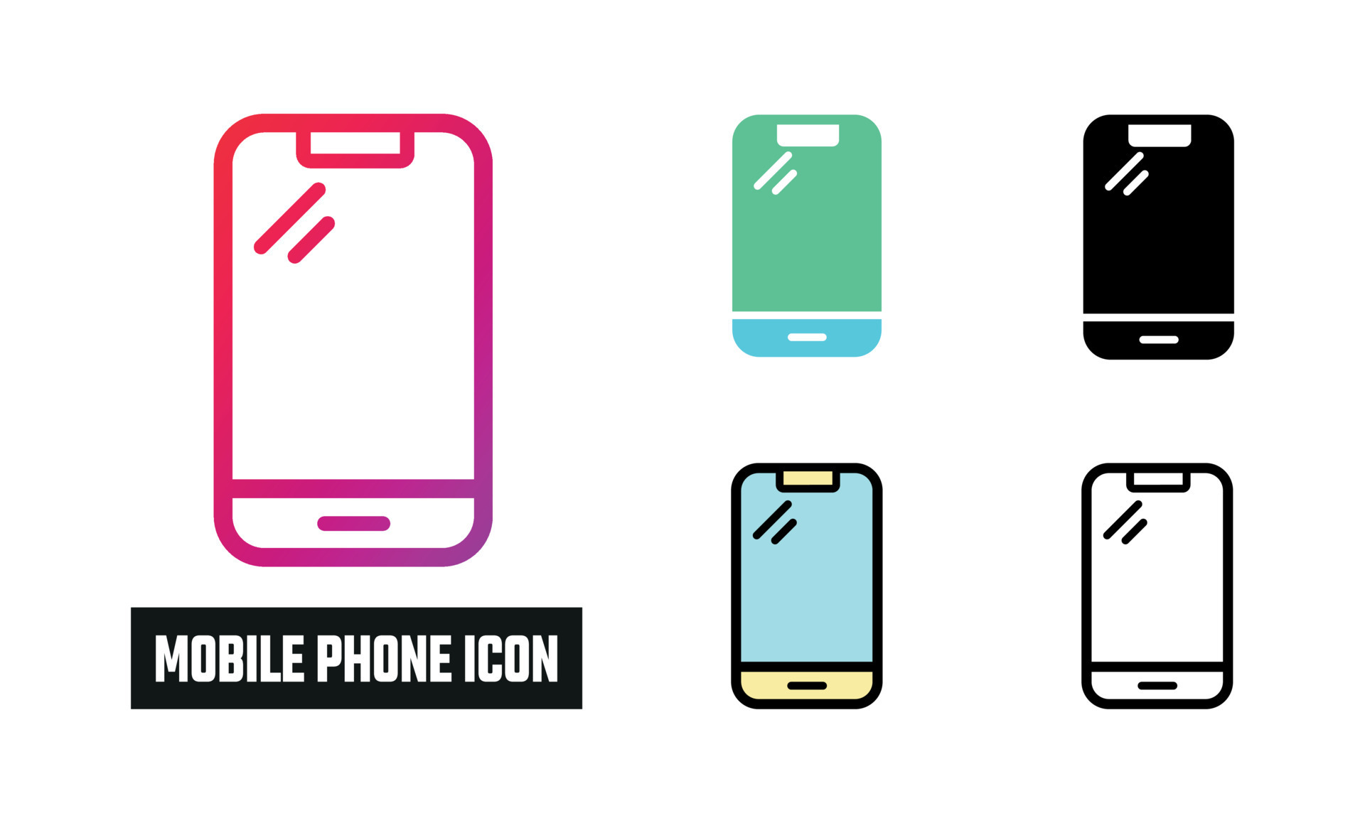 Mobile Phone Icon Set Vector Illustration 24453122 Vector Art at Vecteezy