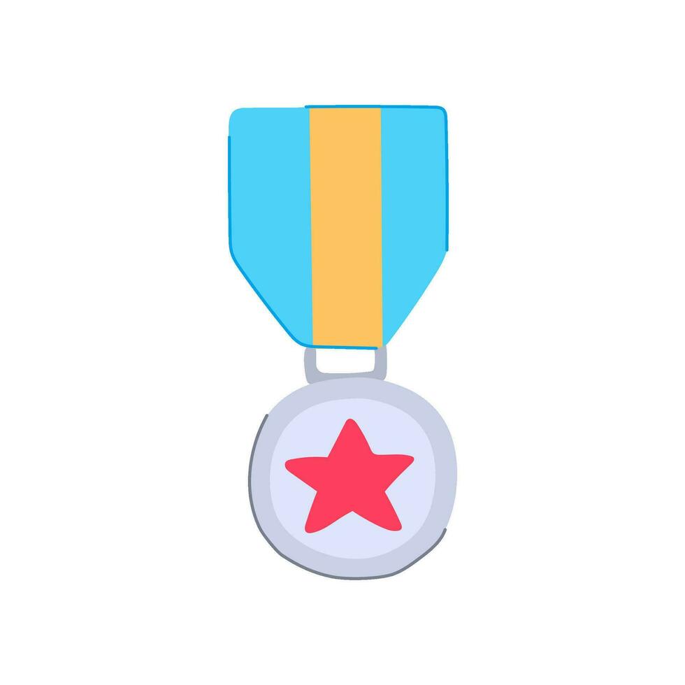 metal military medal cartoon vector illustration