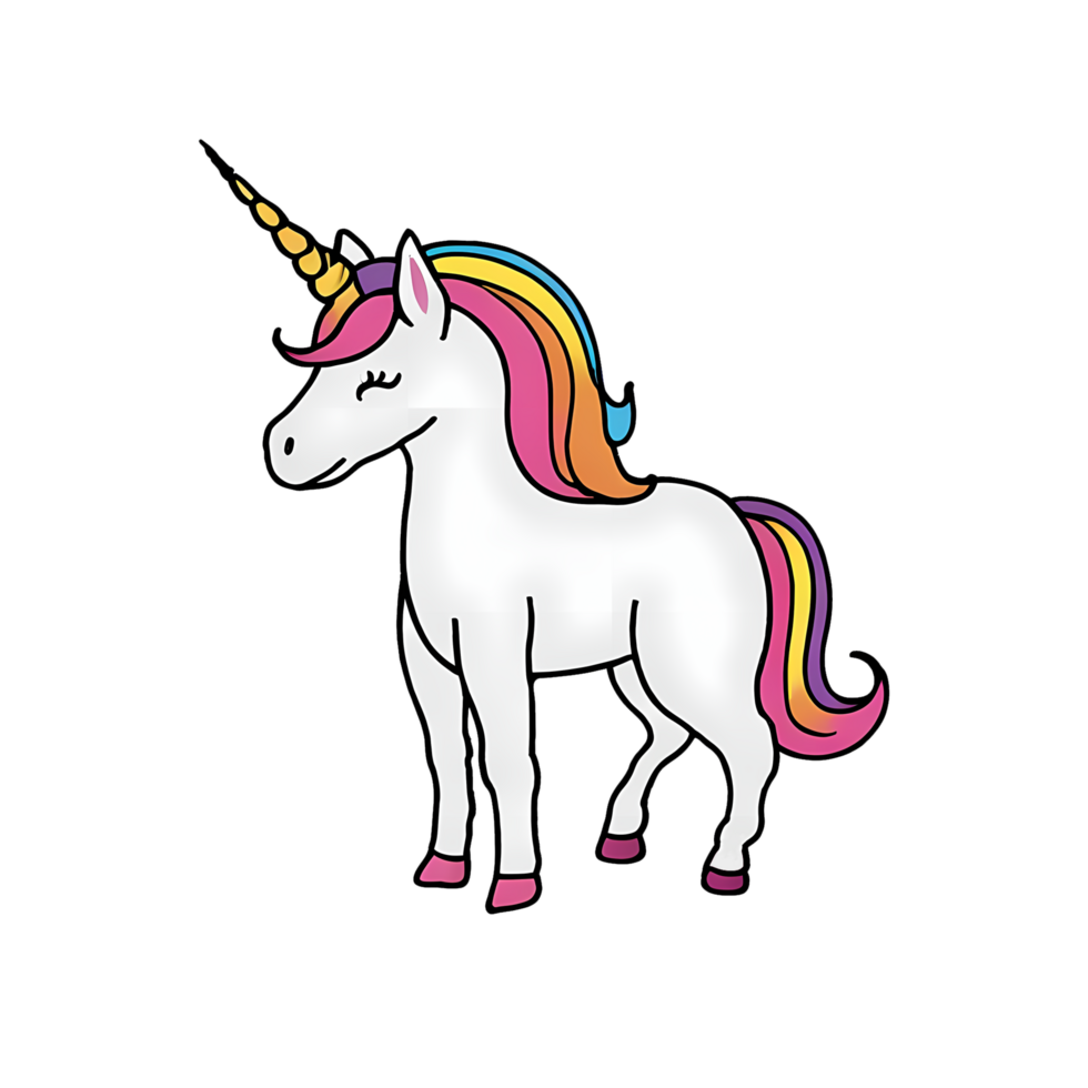 Unicorn Hand Drawn Cartoon Style Illustration AI Generated 29891850 PNG