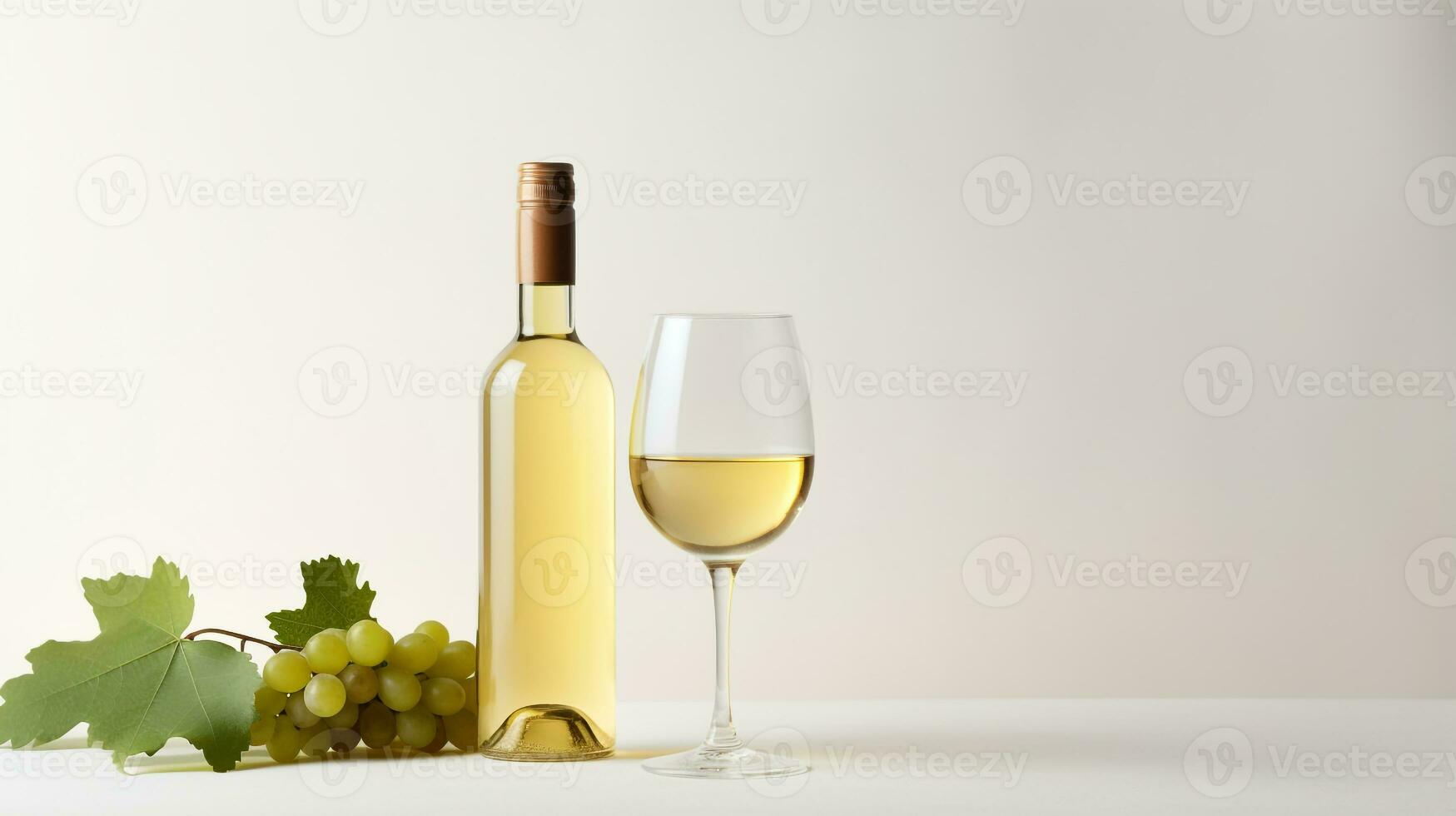 Photo of a White Wine isolated on flat white background. Generative AI