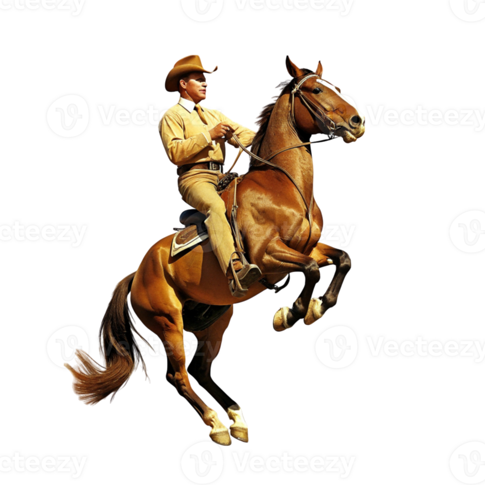 AI generated horseback riding with rider on rearing horse- 38124419 PNG