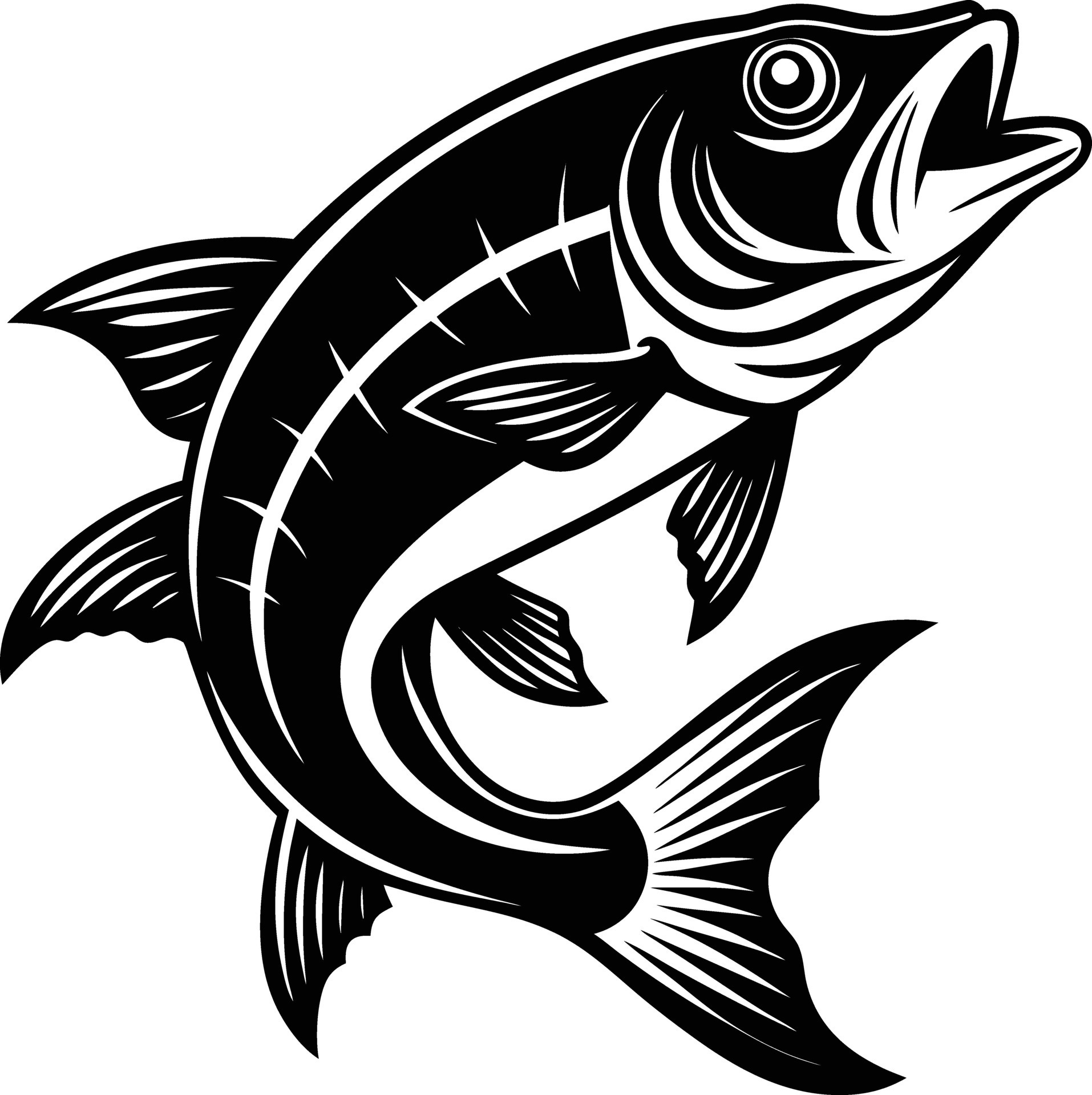 fish jumps illustration black and white 47485298 Vector Art at Vecteezy