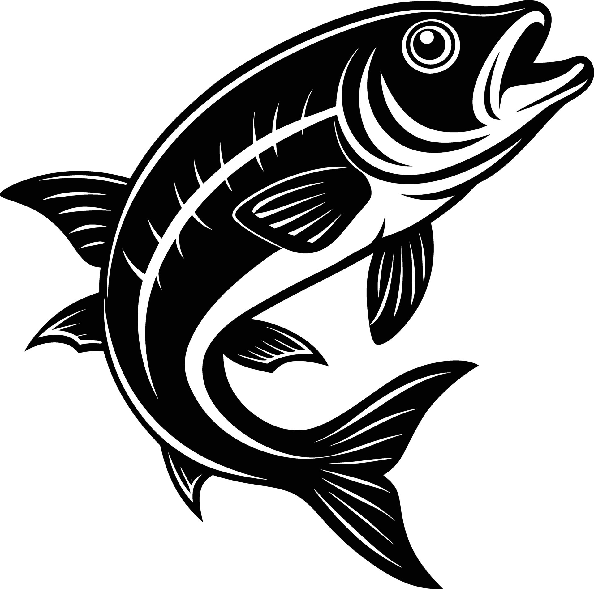 fish jumps illustration black and white 47485342 Vector Art at Vecteezy