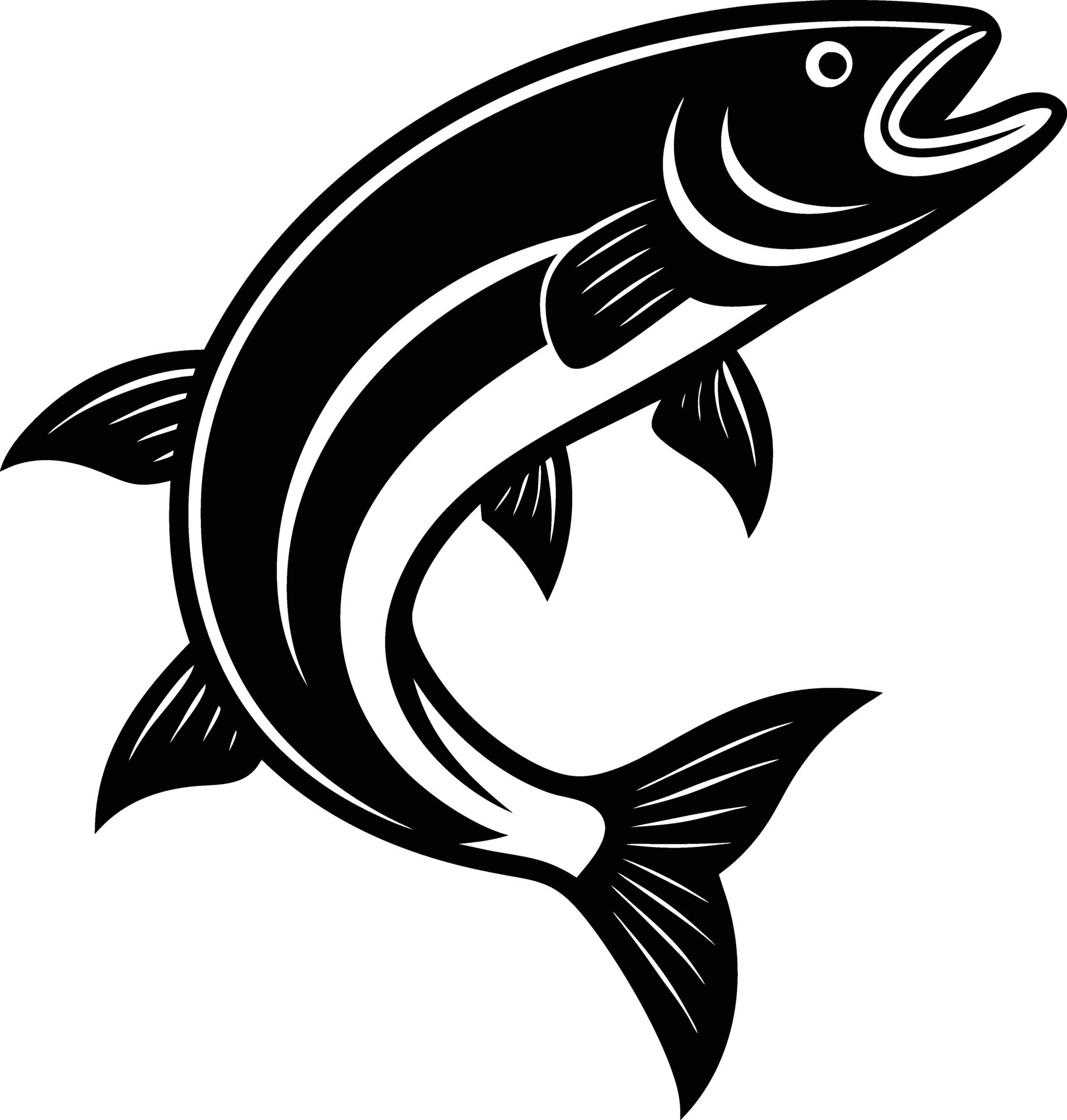 fish jumps illustration black and white 47485380 Vector Art at Vecteezy