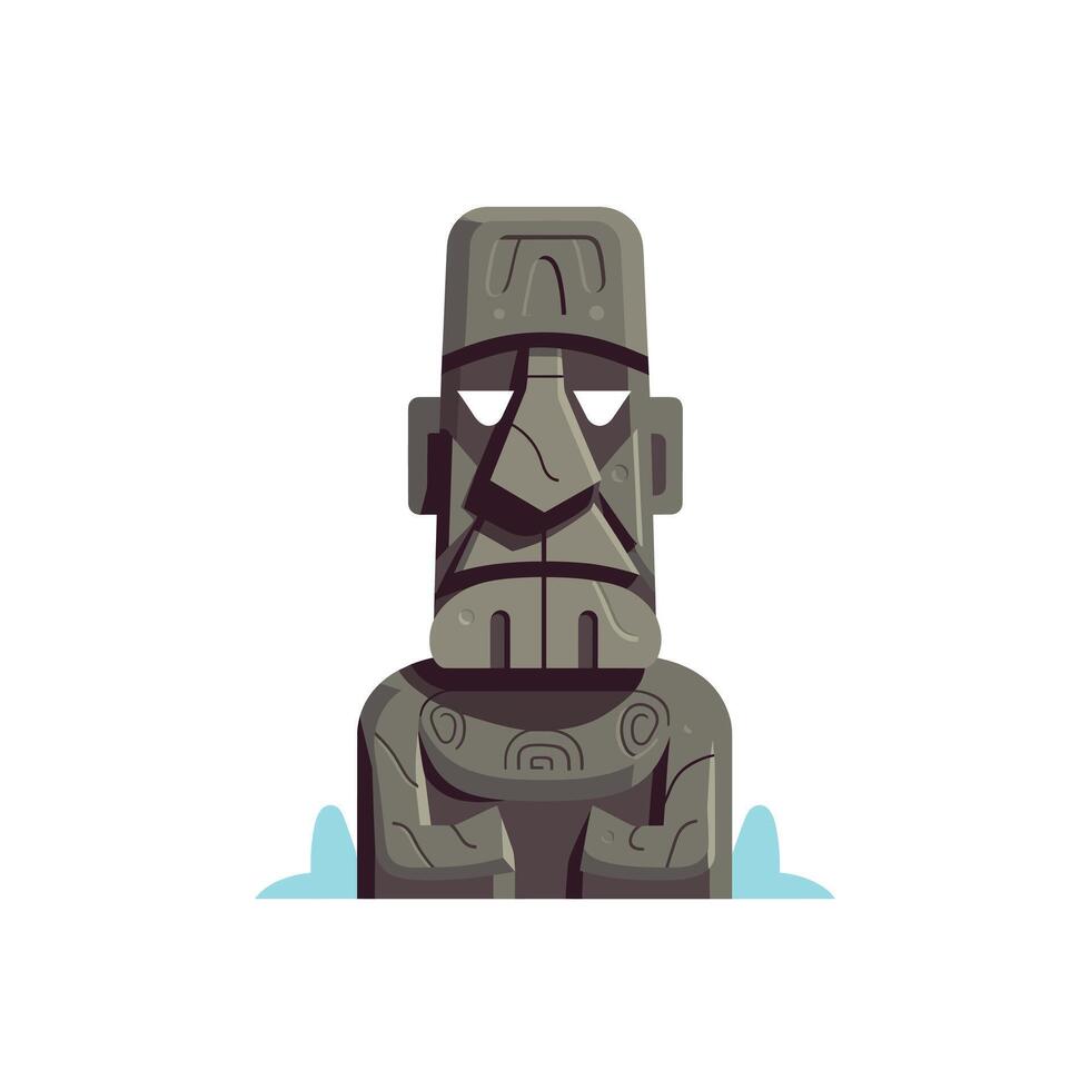 Moai statue standing proud amidst gentle waves in serene setting vector