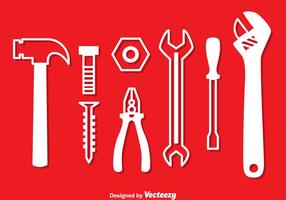 Repair Tools White Icons vector