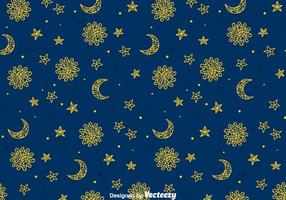 Sun, Moon And Sun Gipsy Seamless Pattern vector