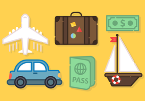 Cute Travel Elements Vector