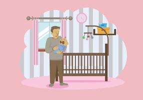 Patient Father Carrying His Baby Illustration vector