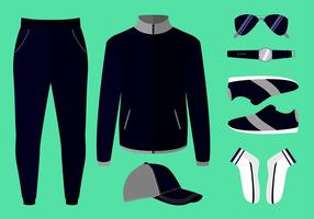 Windbreaker and Winter Clothes Set Free Vector