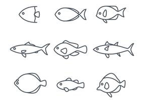 Linear Fish Icons vector