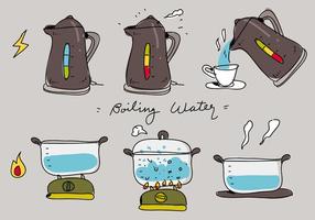 Boiling Water Process Hand Drawn Vector Flat Illustration