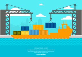 Cute Flat Style Harbour Illustration vector