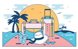 Summer Travel Card with Panama Hat Vector