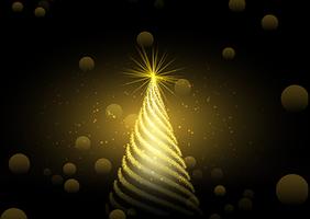 Golden Christmas tree background vector