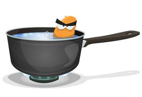 Boiling Potato Inside Kitchen Pan vector