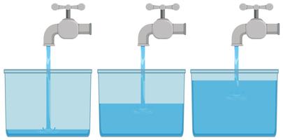 Tap water in buckets vector