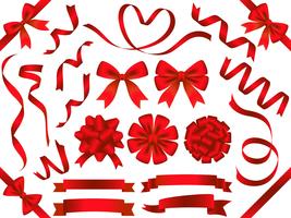 Set of assorted red ribbons isolated on white background. vector