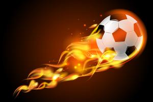 Soccer ball fire on black background vector