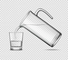 Pouring Water In Glass On Transparent Background  vector