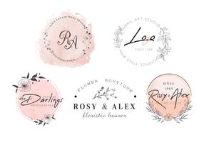 Hand Drawn Leaf Wreath Logo Design vector