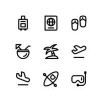 Travel Line Icons Including Briefcase, Passport and More vector