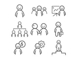 Doodle Business People Icons Set vector