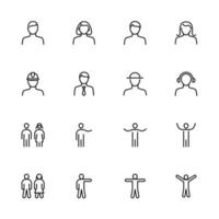 People, human, stick man, avatar line icon set. vector