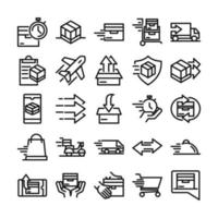 Delivery and logistics icon pack vector