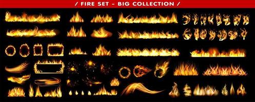 Flame effect set vector