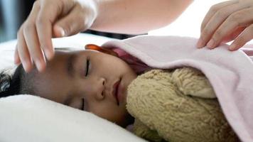 Asian Baby Girl Sleeping in Bed video