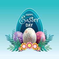 Happy Easter Day with Easter Eggs Concept vector