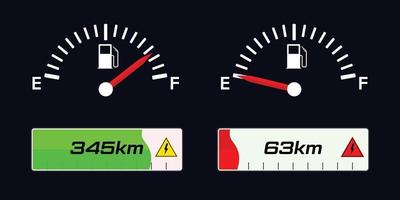 Fuel indicator Meter. Fuel gauge. Electric vehicle charge indicator. vector