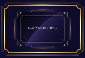 golden frame in golden line style on blue vector