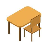 Isometric School Desk On White Background vector