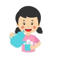 Happy Cute Girl Pour Water Glass vector