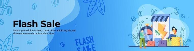 Flash Sale Web Banner Design. E-Commerce, Online Shopping header or footer banner. vector