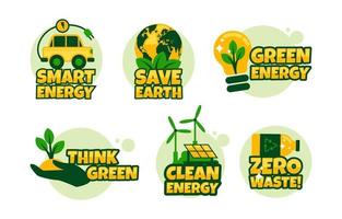 Clean Eco Greem Technology Sticker Set vector