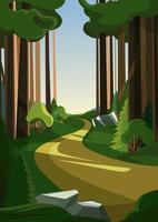 Road in summer forest in vertical orientation vector