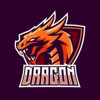 Dragon esport gaming mascot logo template vector