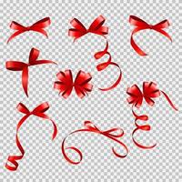 Red Ribbon and Bow Set vector