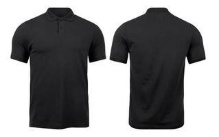 Black polo shirts mockup front and back used as design template, isolated on white background with clipping path. photo