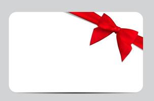 Gift Card with Red Ribbon and Bow. Vector illustration