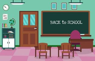 Back to School Class Classroom Blackboard Table Chair Education Illustration vector