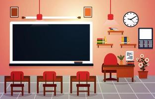 Class School Nobody Classroom Blackboard Table Chair Education Illustration vector